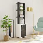 Έπιπλο εισόδου ραφιέρα Anna λευκό μαύρο 29 6x21 6x134 6cm ed16216