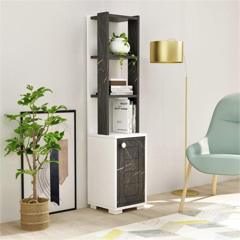 16216_0-800x800 Έπιπλο εισόδου ραφιέρα Anna λευκό μαύρο 29 6x21 6x134 6cm ed16216 - Image 1