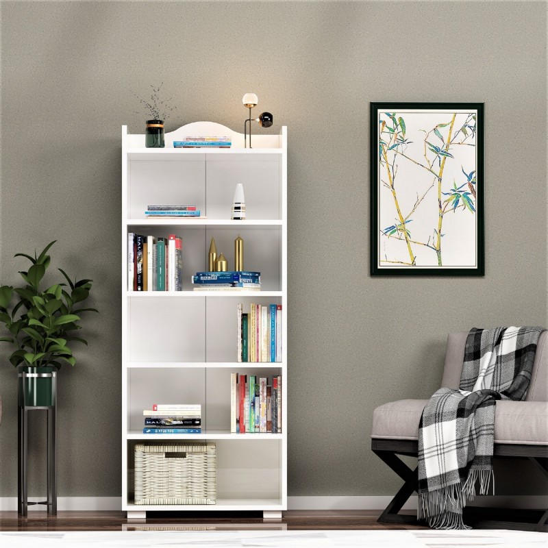 16236_0-800x800 Βιβλιοθήκη Wise άσπρο μελαμίνη 60x30x160εκ ed16236 - Image 1