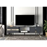 Έπιπλο tv Vana ανθρακί χρυσό χρώμα μελαμίνη 150x50x29 6cm ed16237