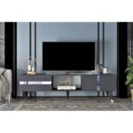 Έπιπλο tv Vana ανθρακί ασημί χρώμα μελαμίνη 150x50x29 6cm ed16238