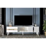 Έπιπλο tv Vana λευκό χρυσό χρώμα μελαμίνη 150x50x29 6cm ed16239