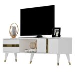 Έπιπλο tv Vana λευκό χρυσό χρώμα μελαμίνη 150x50x29 6cm ed16239 - Image 5