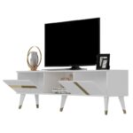 Έπιπλο tv Vana λευκό χρυσό χρώμα μελαμίνη 150x50x29 6cm ed16239 - Image 4