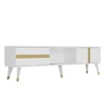 Έπιπλο tv Vana λευκό χρυσό χρώμα μελαμίνη 150x50x29 6cm ed16239 - Image 3
