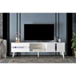 Έπιπλο tv Vana λευκό ασημί χρώμα μελαμίνη 150x50x29 6cm ed16240