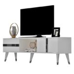 Έπιπλο tv Vana λευκό ασημί χρώμα μελαμίνη 150x50x29 6cm ed16240 - Image 5