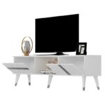 Έπιπλο tv Vana λευκό ασημί χρώμα μελαμίνη 150x50x29 6cm ed16240 - Image 4