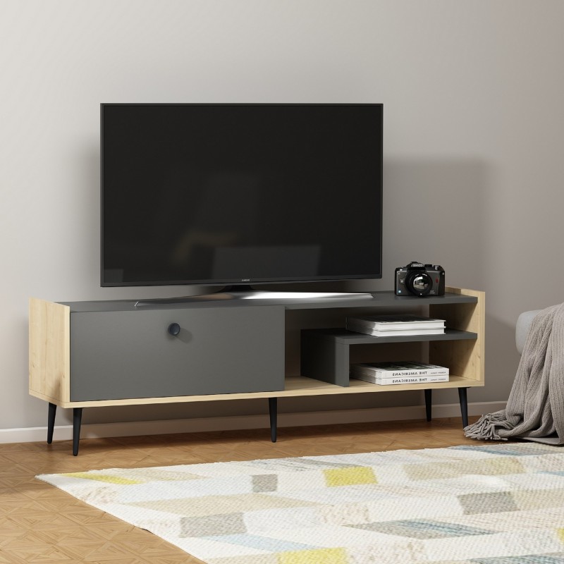 16242_0-800x800 Έπιπλο τηλεόρασης Rio ανθρακί Sapphire Oak 150x35x46cm ed16242 - Image 1