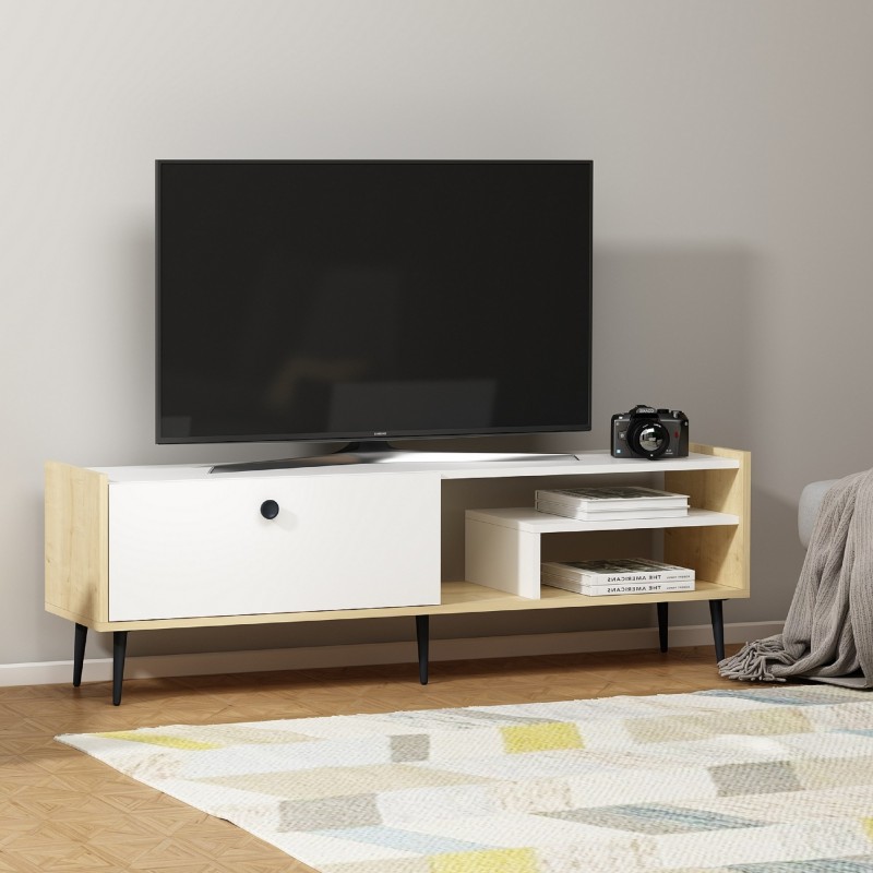 16245_0-800x800 Έπιπλο τηλεόρασης Rio λευκό Sapphire Oak 150x35x46cm ed16245 - Image 1
