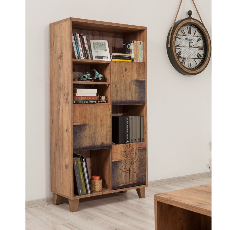 1624_0-800x800 Βιβλιοθήκη Mare Atlantic Pine χρώμα μελαμίνη 80x36xH155cm ed1624 - Image 1