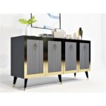 Μπουφές Barto ανθρακί χρυσό 150x80x40cm ed16270 - Image 5