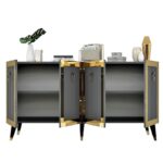 Μπουφές Barto ανθρακί χρυσό 150x80x40cm ed16270 - Image 4