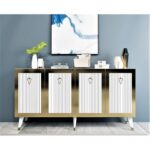 Μπουφές Barto λευκό χρυσό 150x80x40cm ed16272