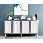 Μπουφές Barto λευκό ασημί 150x80x40cm ed16273