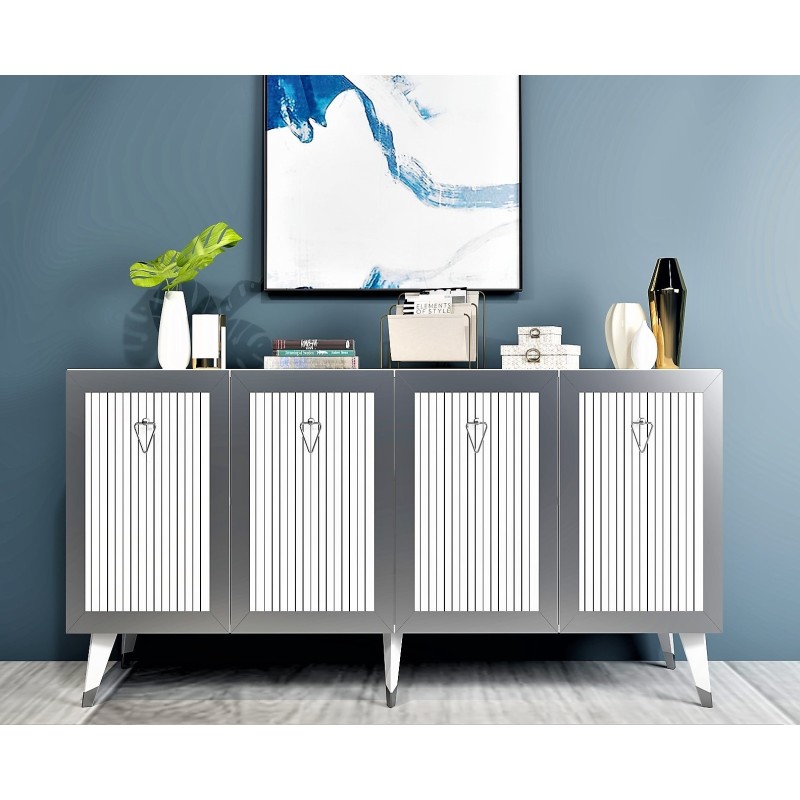 16273_0-800x800 Μπουφές Barto λευκό ασημί 150x80x40cm ed16273 - Image 1