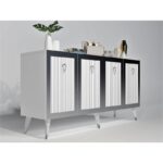 Μπουφές Barto λευκό ασημί 150x80x40cm ed16273 - Image 5