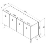 Μπουφές Barto λευκό ασημί 150x80x40cm ed16273 - Image 2