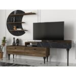 Έπιπλο τηλεόρασης Padre μελαμίνη καρυδί μαύρη 181x29 5x58 4cm ed1627