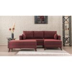 Γωνιακός καναπές Bella Right κεραμιδί χρώμα 205x81x85cm ed1630