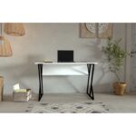 Γραφείο Nely λευκό μελαμίνη 160x24 5x50 4cm ed16325 - Image 4