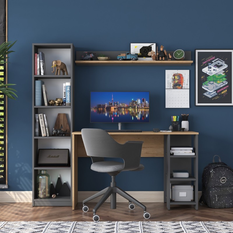 16375_0-800x800 Γραφείο Aula καρυδί ανθρακί χρώμα μελαμίνη 160x45x161 8cm ed16375 - Image 1