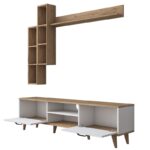 Έπιπλο tv Mai μελαμίνη λευκή 180x35x48 3cm ed16377 - Image 2