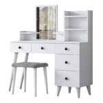 Τουαλέτα κρεβατοκάμαρας άσπρη μελαμίνη 122 2x40x93 8cm ed16382 - Image 5