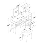 Τουαλέτα κρεβατοκάμαρας άσπρη μελαμίνη 122 2x40x93 8cm ed16382 - Image 2