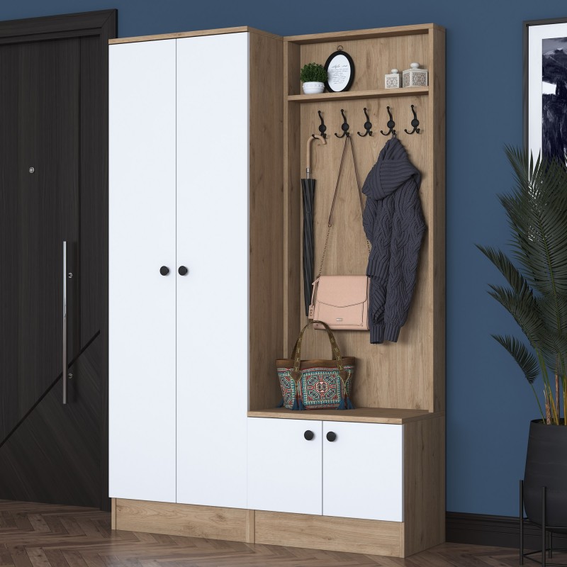 16383_0-800x800 Έπιπλο εισόδου Talin άσπρο καρυδί μελαμίνη 119 6x35 5x182 8εκ ed16383 - Image 1