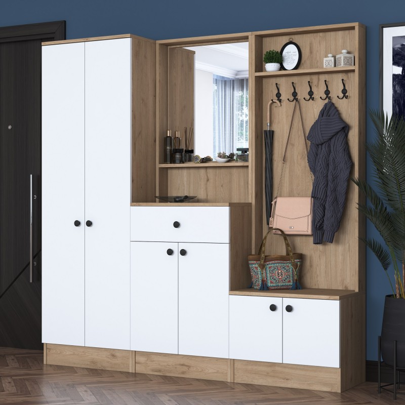 16385_0-800x800 Έπιπλο εισόδου Talin καρυδί άσπρο μελαμίνη 179 4x37 5x182 8εκ ed16385 - Image 1