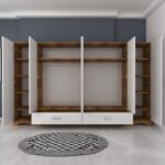 Ντουλάπα Four άσπρο καρυδί μελαμίνη 243x47 6x181εκ ed16390 - Image 3