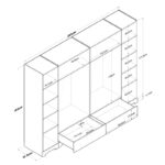 Ντουλάπα Four άσπρο καρυδί μελαμίνη 243x47 6x181εκ ed16390 - Image 2