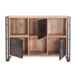 Σετ επίπλων σαλονιού COSMO μέταλλο μελαμίνη Pine μαύρο 60x35x180cm ed16398 - Image 5