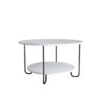 Τραπέζι σαλονιού Corro άσπρο μελαμίνη μεταλλικά πόδια 80x80x45εκ ed1639 - Image 3