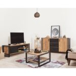 Σετ επίπλων σαλονιού COSMO μέταλλο μελαμίνη Pine μαύρο 130x50x45cm ed16410