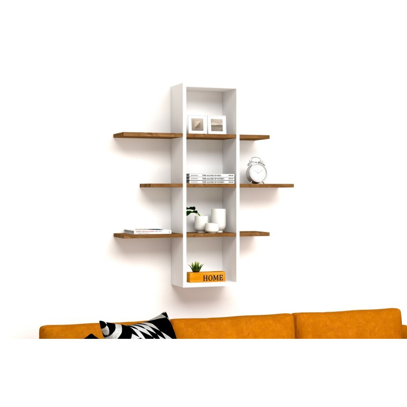 1648_0-800x800 Ράφι τοίχου Ardo καρυδί άσπρη μελαμίνη 96x19 6x101cm ed1648 - Image 1