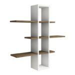 Ράφι τοίχου Ardo καρυδί άσπρη μελαμίνη 96x19 6x101cm ed1648 - Image 3