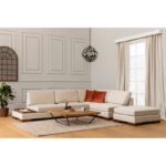 Γωνιακός καναπές Tulip Corner Right με πουφ γκρι 193x313cm ed164