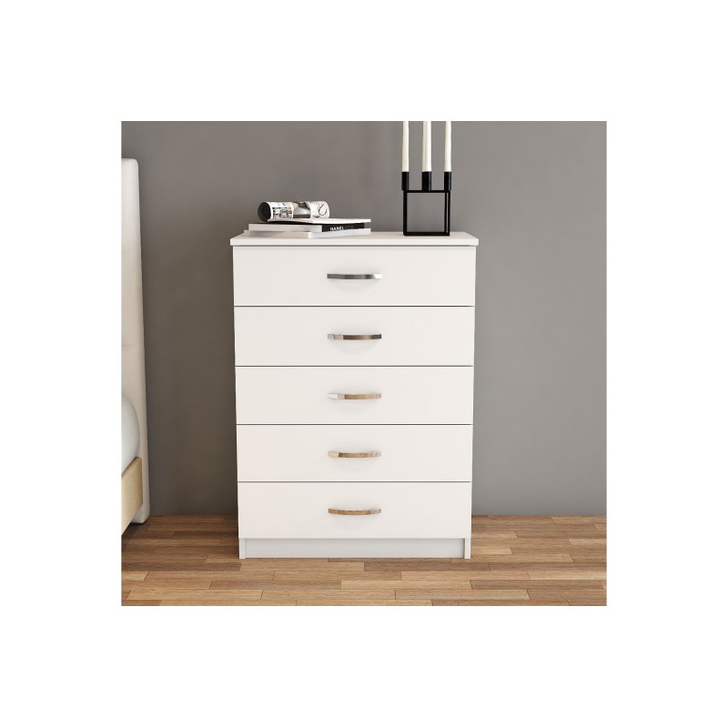 16532_0-800x800 Συρταριέρα Auburn άσπρη μελαμίνη 72x44 5x98 3cm ed16532 - Image 1