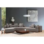 Barca γωνιακός καναπές γκρι ύφασμα 300x360x105x70cm ed1653