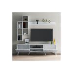 Έπιπλο τηλεόρασης Prato 180x35x48cm μελαμίνη άσπρη ed16546 - Image 3