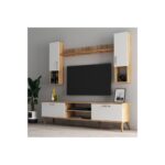 Έπιπλο τηλεόρασης Prato 180x35x48cm μελαμίνη άσπρη Atlantic Pine ed16551 - Image 4