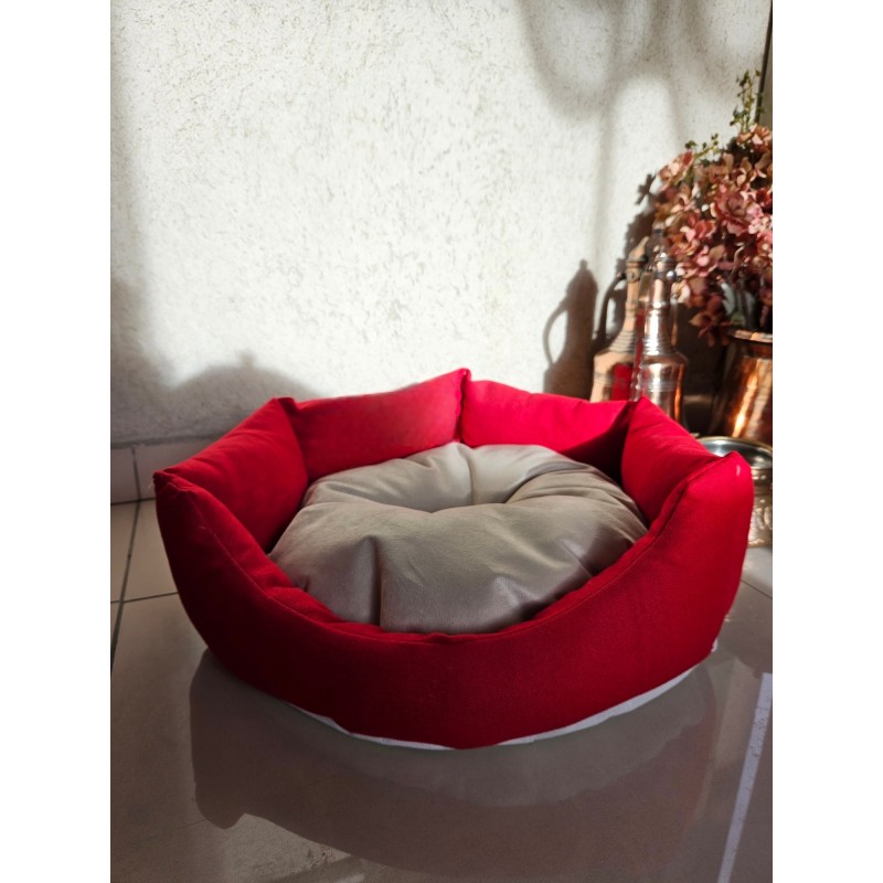 16597_0-800x800 Κρεβάτι για κατοικίδια Oni κόκκινο ύφασμα 46x48x15εκ ed16597 - Image 1