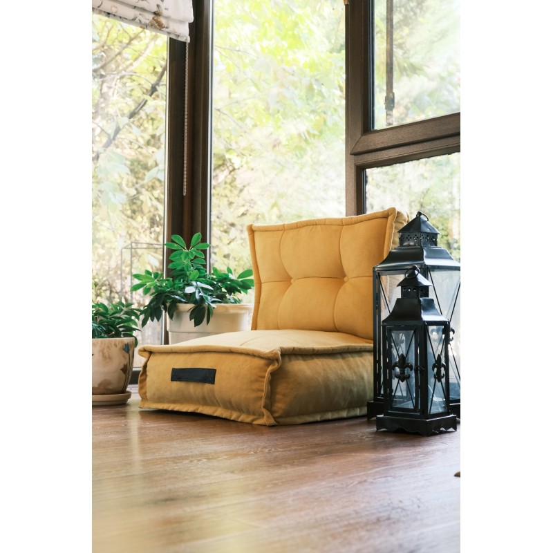 16606_0-800x800 Πολυθρόνα πουφ Omi μουσταρδί ύφασμα 60x62cm ed16606 - Image 1