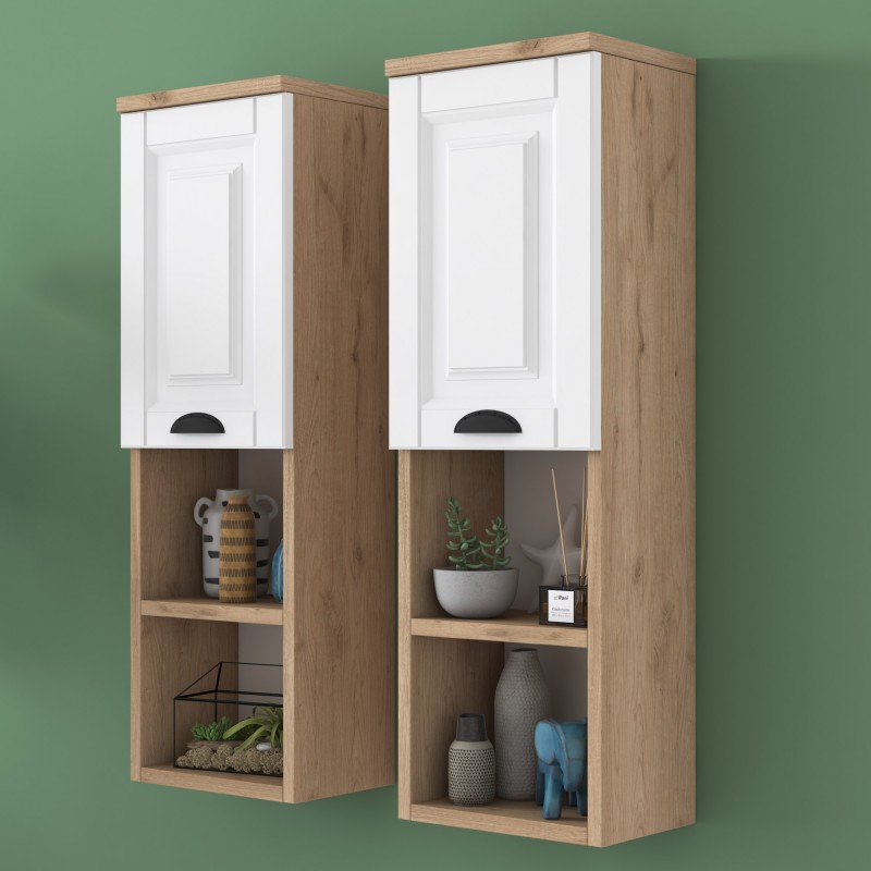 16628_0-800x800 Ραφιέρα Aif καρυδί άσπρο μελαμίνη 29x22x90εκ ed16628 - Image 1