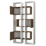 Βιβλιοθήκη Leonda άσπρο καρυδί μελαμίνη 95 9x29 6x183 6εκ ed1663 - Image 4