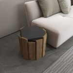 Τραπεζάκι σαλονιού Lori ανθρακί καρυδί μελαμίνη 44 5x41cm ed16676