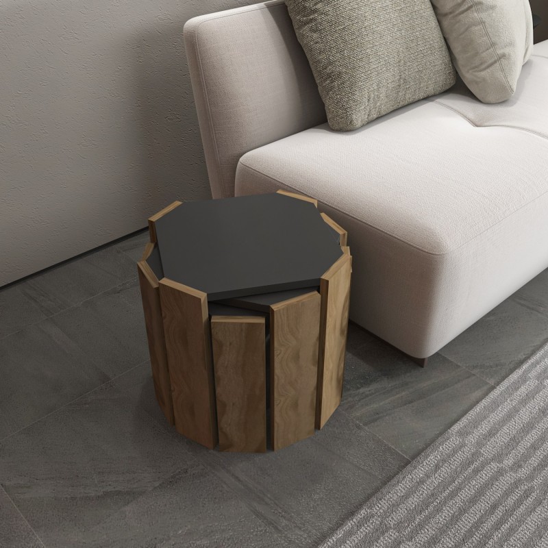 16676_0-800x800 Τραπεζάκι σαλονιού Lori ανθρακί καρυδί μελαμίνη 44 5x41cm ed16676 - Image 1