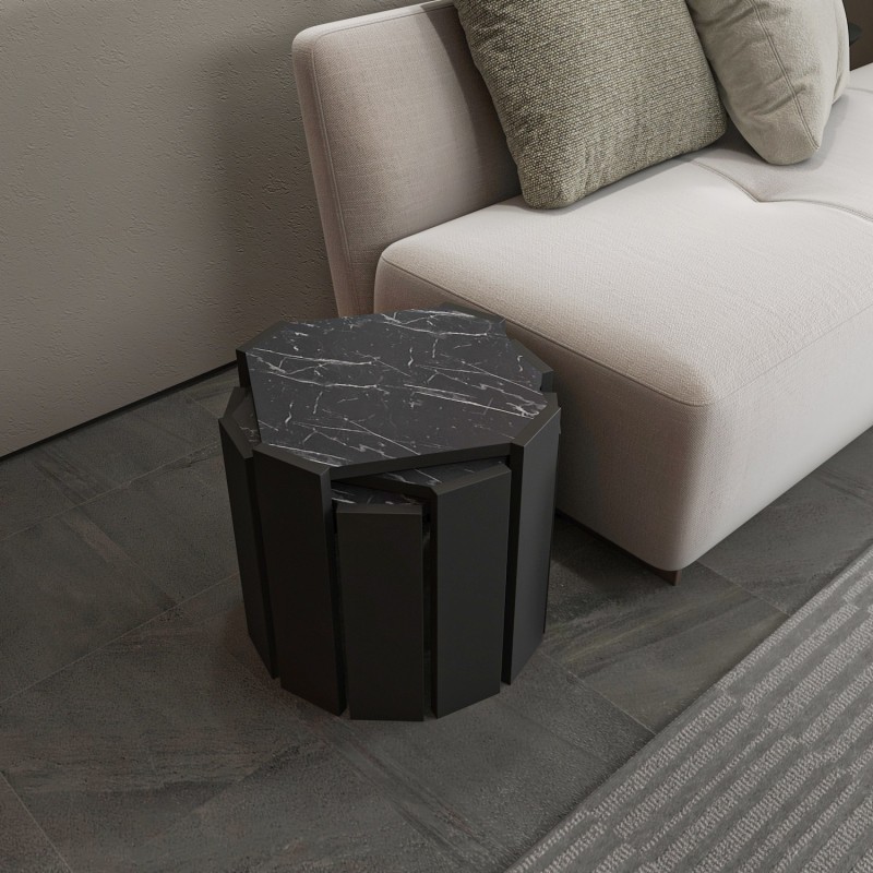 16677_0-800x800 Τραπεζάκι σαλονιού Lori μαύρη marble μελαμίνη 44 5x41cm ed16677 - Image 1